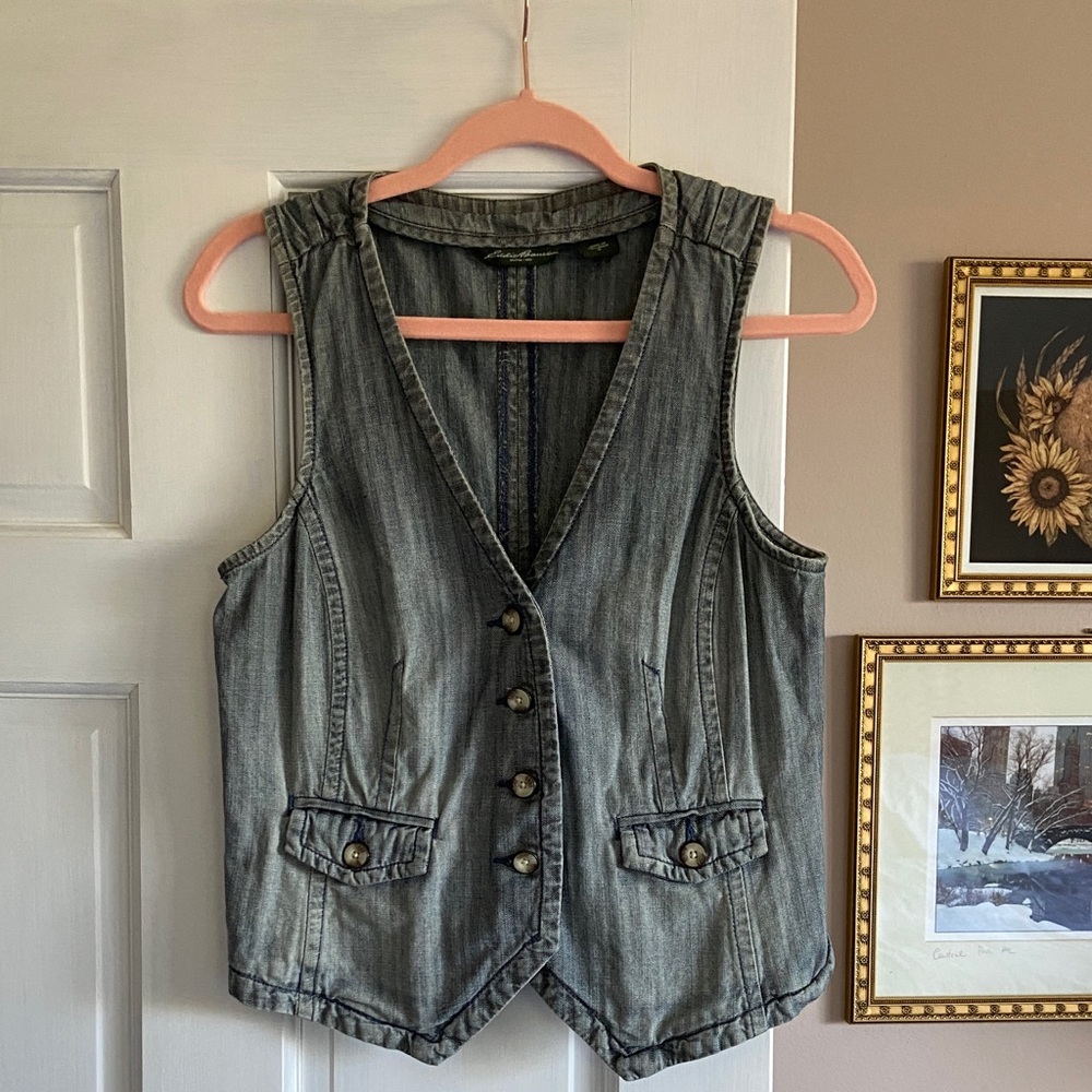 Eddie Bauer Denim Button-Up Vest